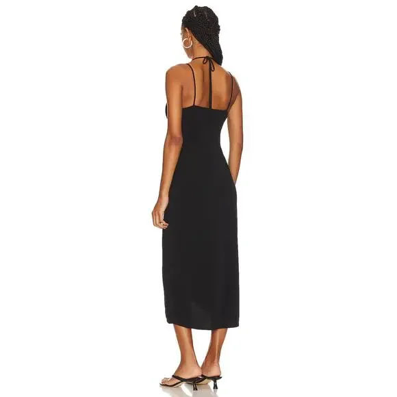 Lanston Black Ruched Midi Dress Double Strap Size S NWT - Picture 8 of 8